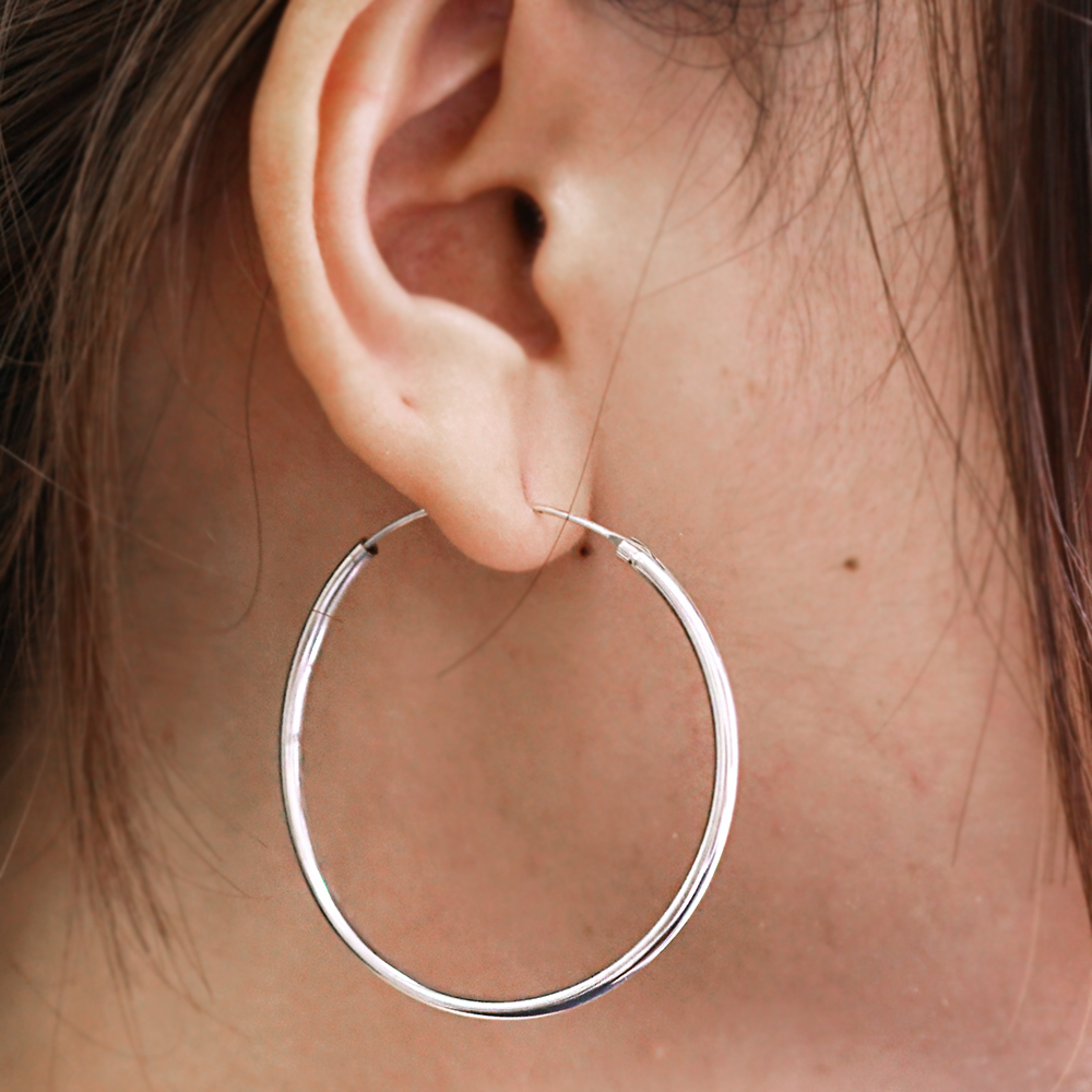 45mm素雅圓形耳針純銀耳環推薦|925銀飾