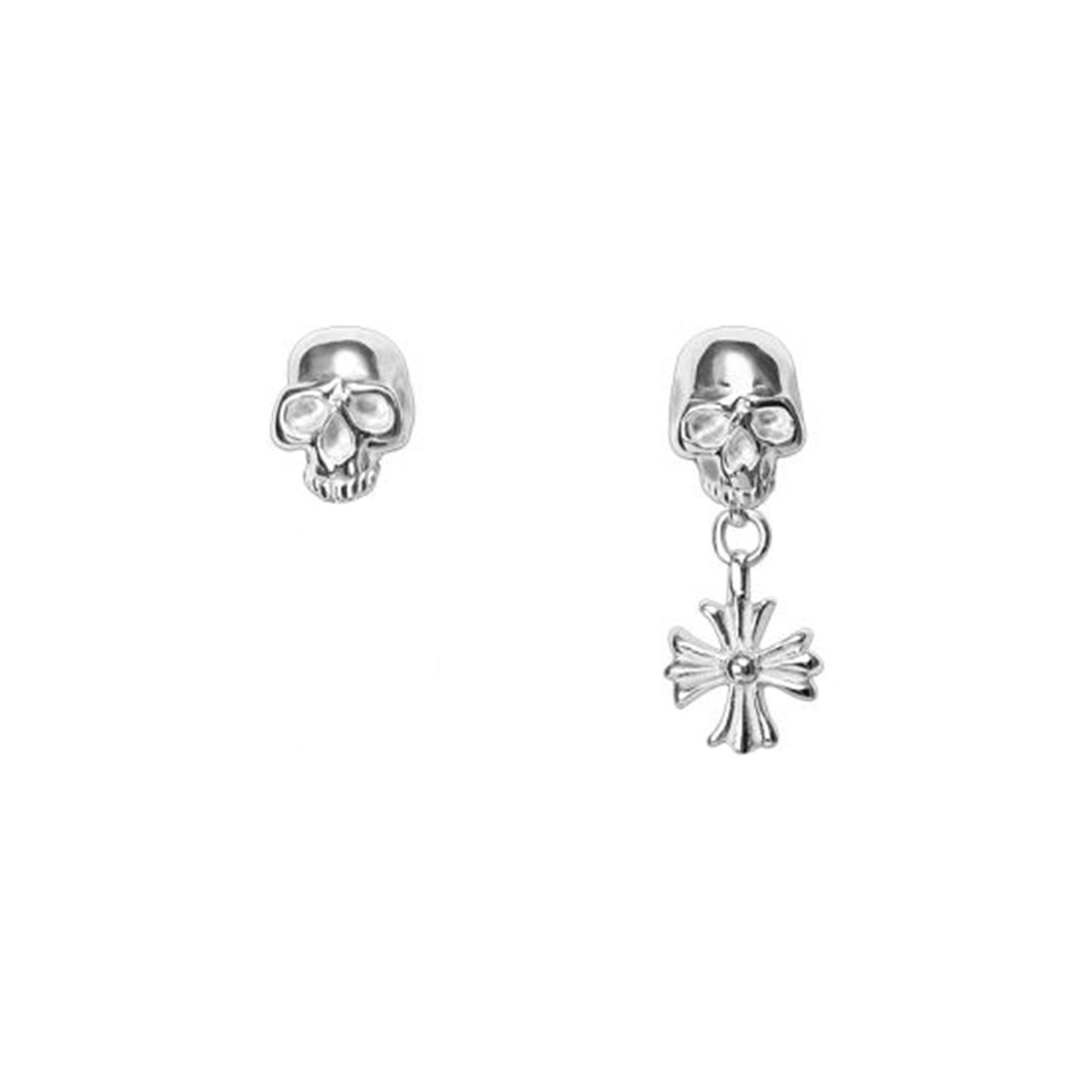 垂吊骷髏十字造型純銀耳環推薦|925銀飾 