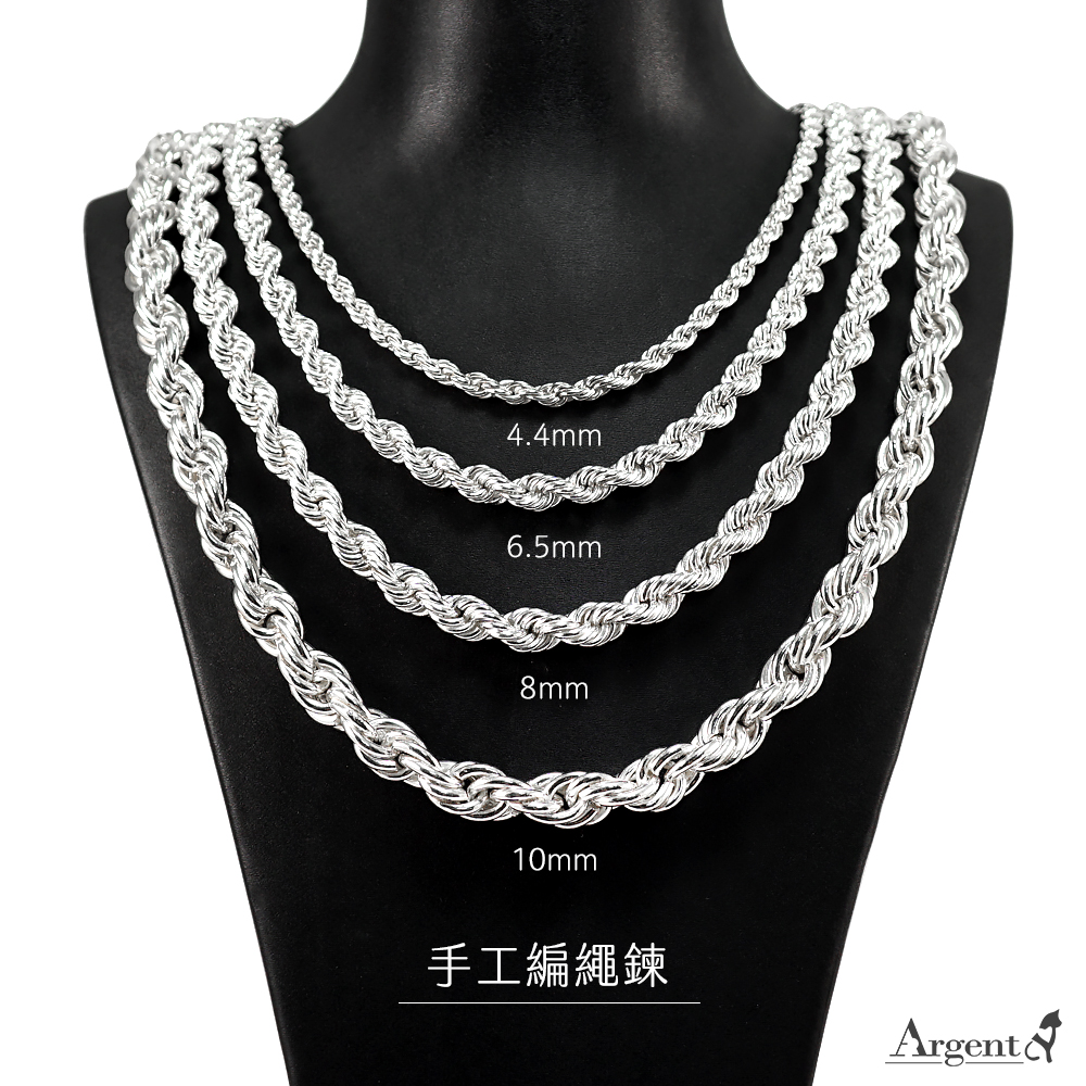 編繩（手工麻花鍊）純銀項鍊|999銀飾 