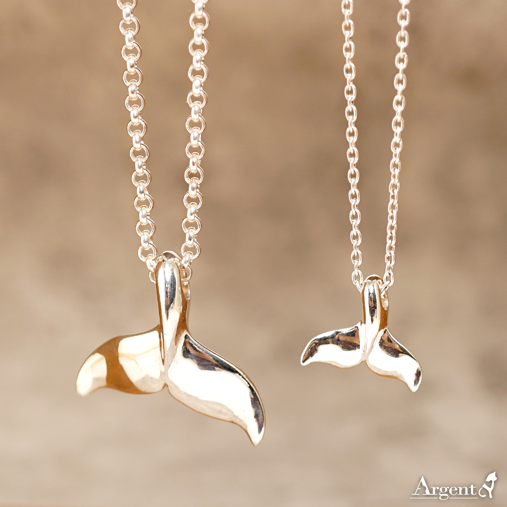 海的祝福(大+小鯨魚尾)造型純銀項鍊銀飾|銀項鍊推薦