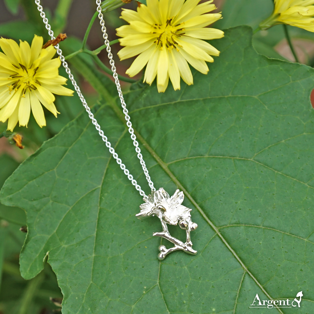 「櫻花」立體純銀項鍊銀飾