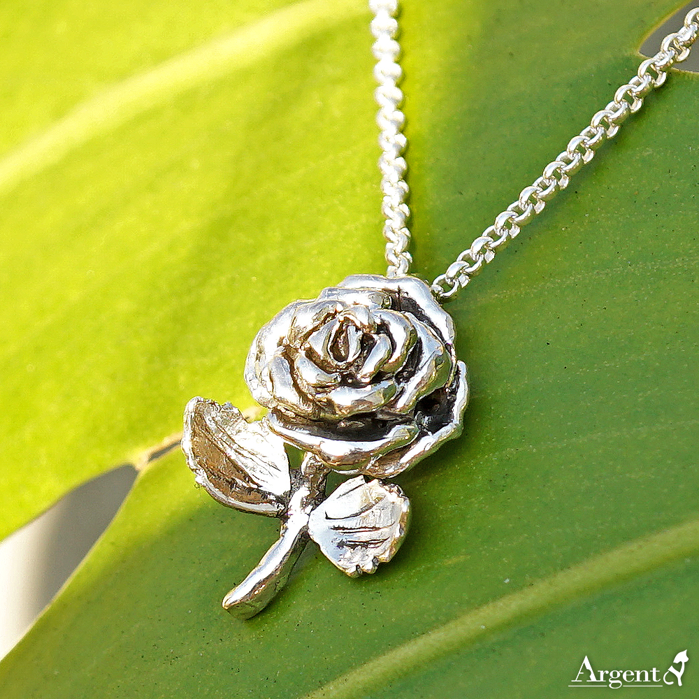 「玫瑰」立體純銀項鍊銀飾