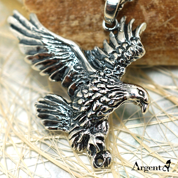 老鷹造型動物雕刻純銀項鍊銀飾