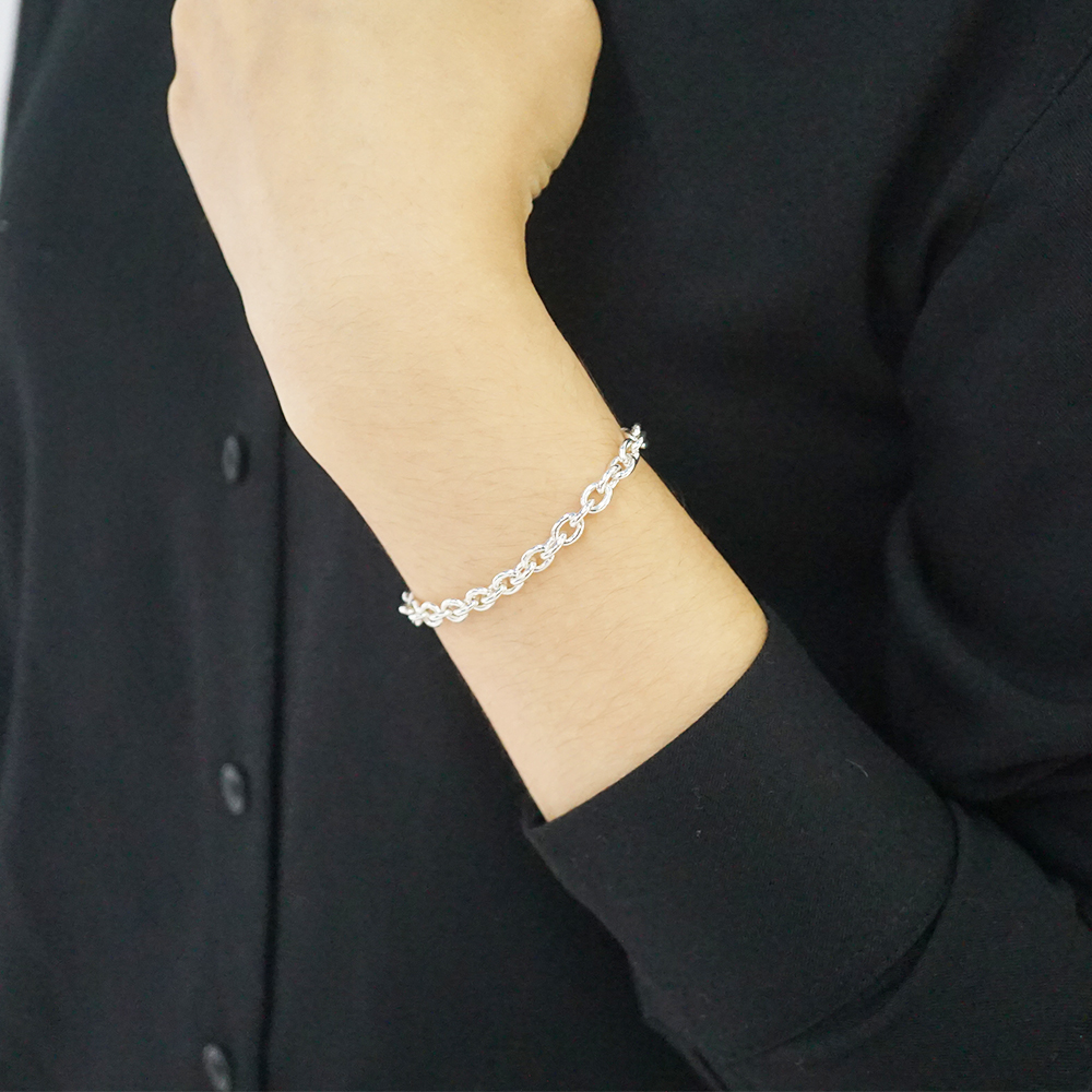 5.5mm「橢圓鍊」純銀手鍊|925銀飾