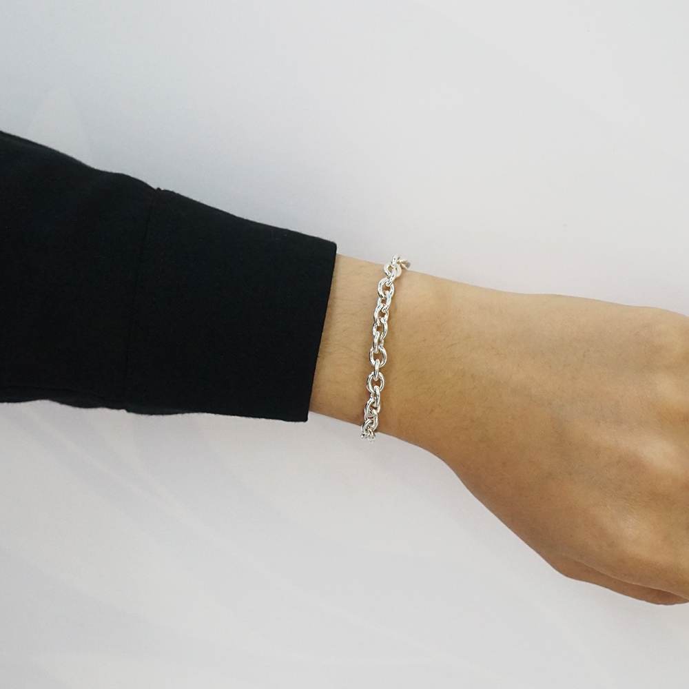 5.5mm「橢圓鍊」純銀手鍊|925銀飾