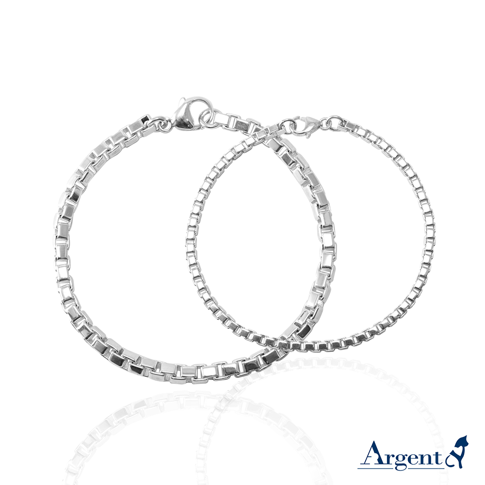 盒子鍊(3mmvs4mm)造型系列純銀手鍊|925銀飾