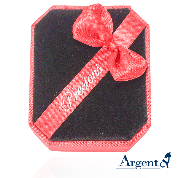 八角緞帶耳墜盒(小)(紅)(黑底)禮盒-項墜項鍊耳環適用|收納首飾盒