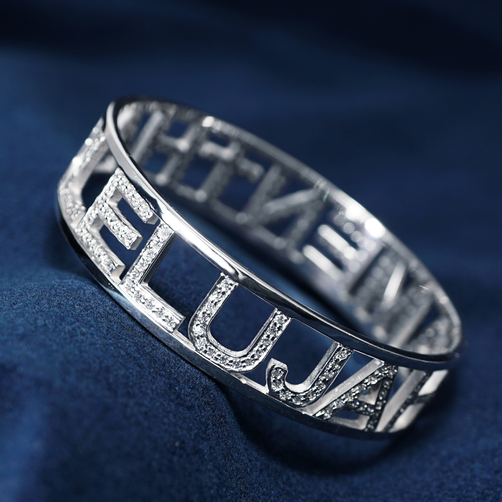 滿鑽英文密碼純銀戒指|客製化手環