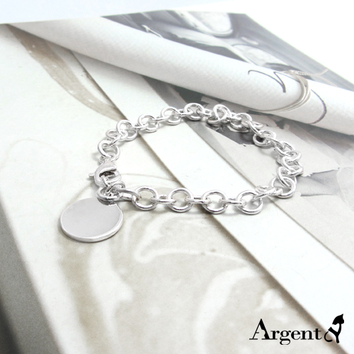 「小圓牌」可雷射刻字造型純銀手鍊|925銀飾