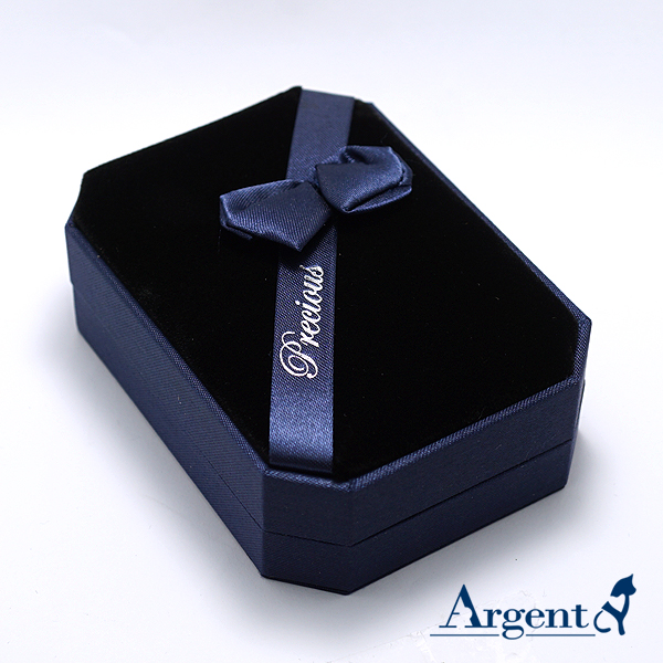 八角緞帶耳墜盒(大)(藍)(黑底)禮盒-項墜項鍊耳環適用|收納首飾盒