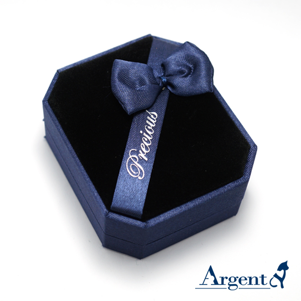 八角緞帶耳墜盒(小)(藍)(黑底)禮盒-項墜項鍊耳環適用|收納首飾盒