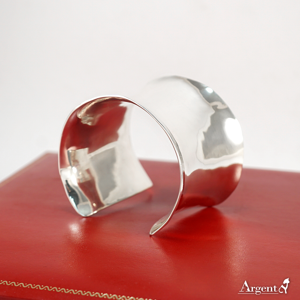 「弧形特寬版(5公分)」手工系列純銀手環|925銀飾