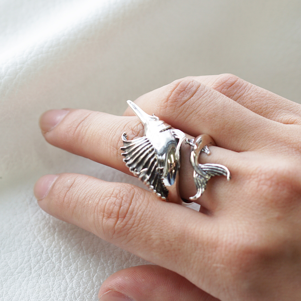 旗魚動物造型雕刻純銀戒指|戒指推薦