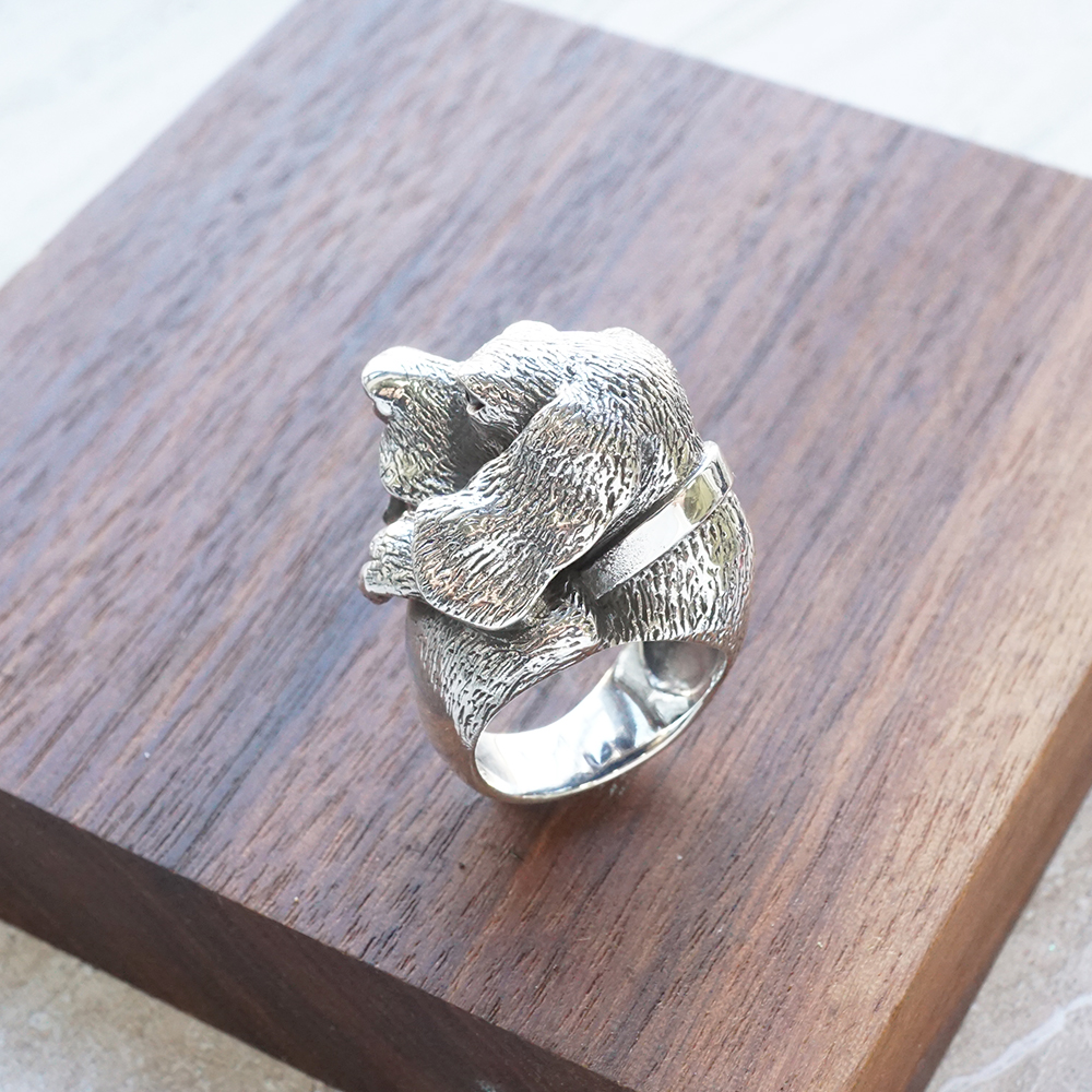 吐舌狗(米格魯)動物造型雕刻純銀戒指|戒指推薦