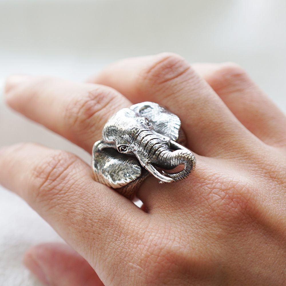 大象動物造型雕刻純銀戒指|戒指推薦