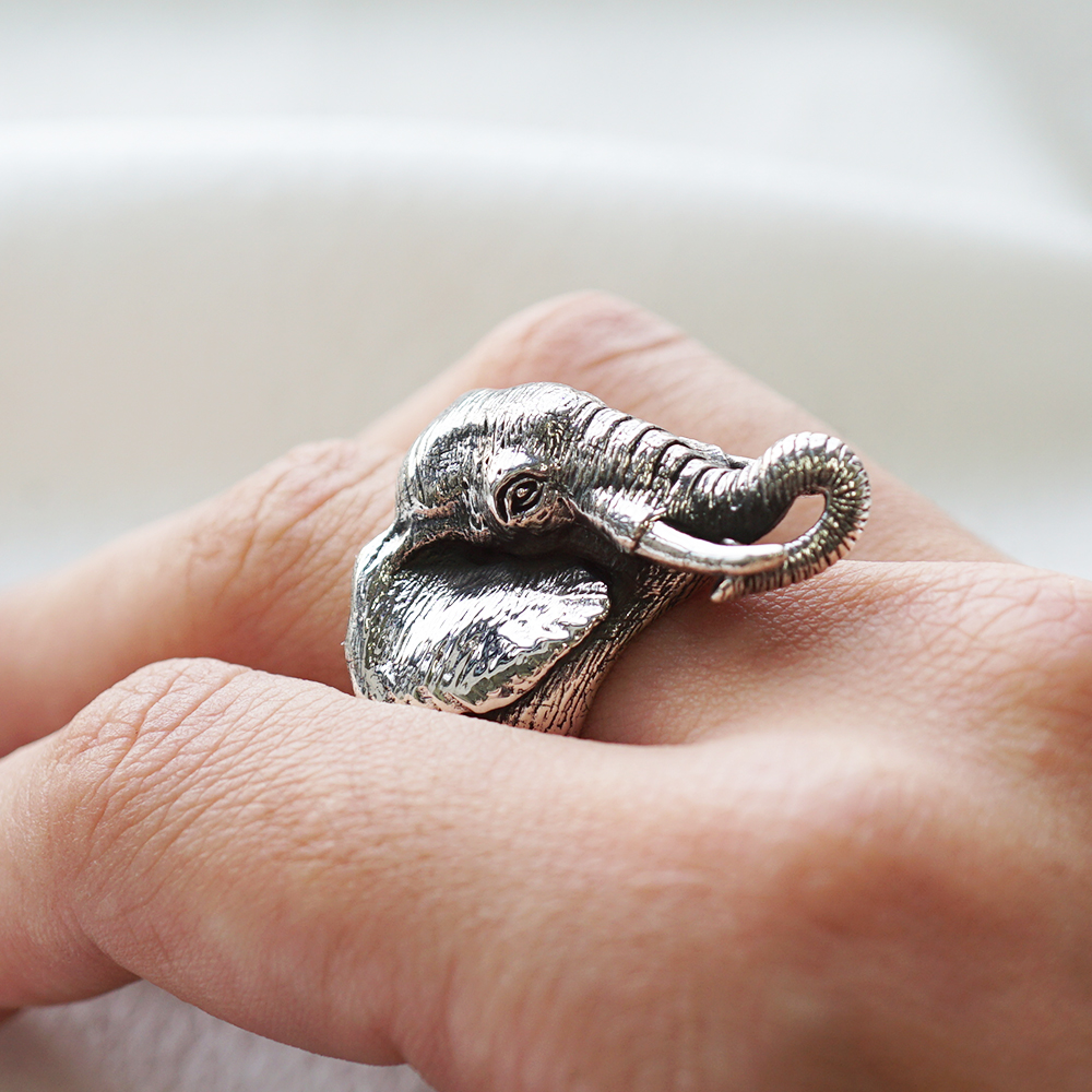 大象動物造型雕刻純銀戒指|戒指推薦