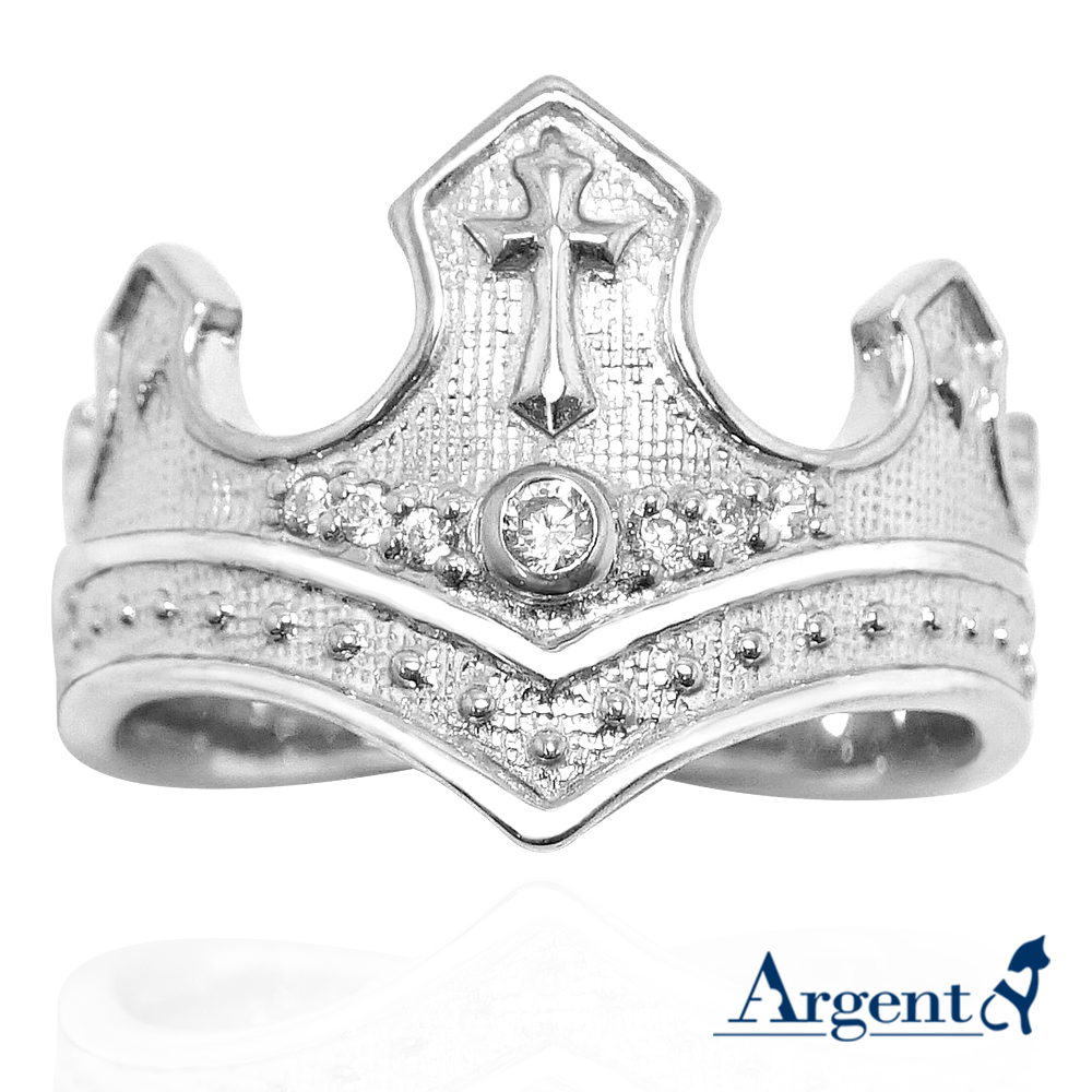 「王冠」造型鑲鑽純銀戒指|戒指推薦