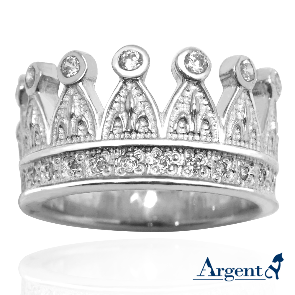 「后冠」造型鑲鑽純銀戒指|戒指推薦