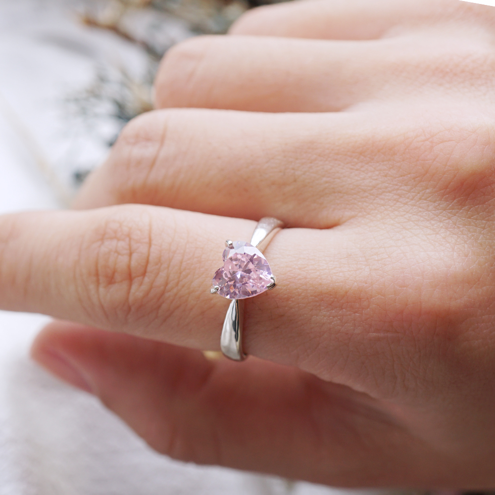 「璀璨的愛-粉鑽」純銀戒指