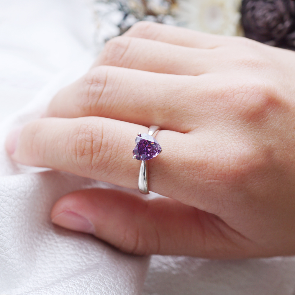 「璀璨的愛-紫鑽」純銀戒指