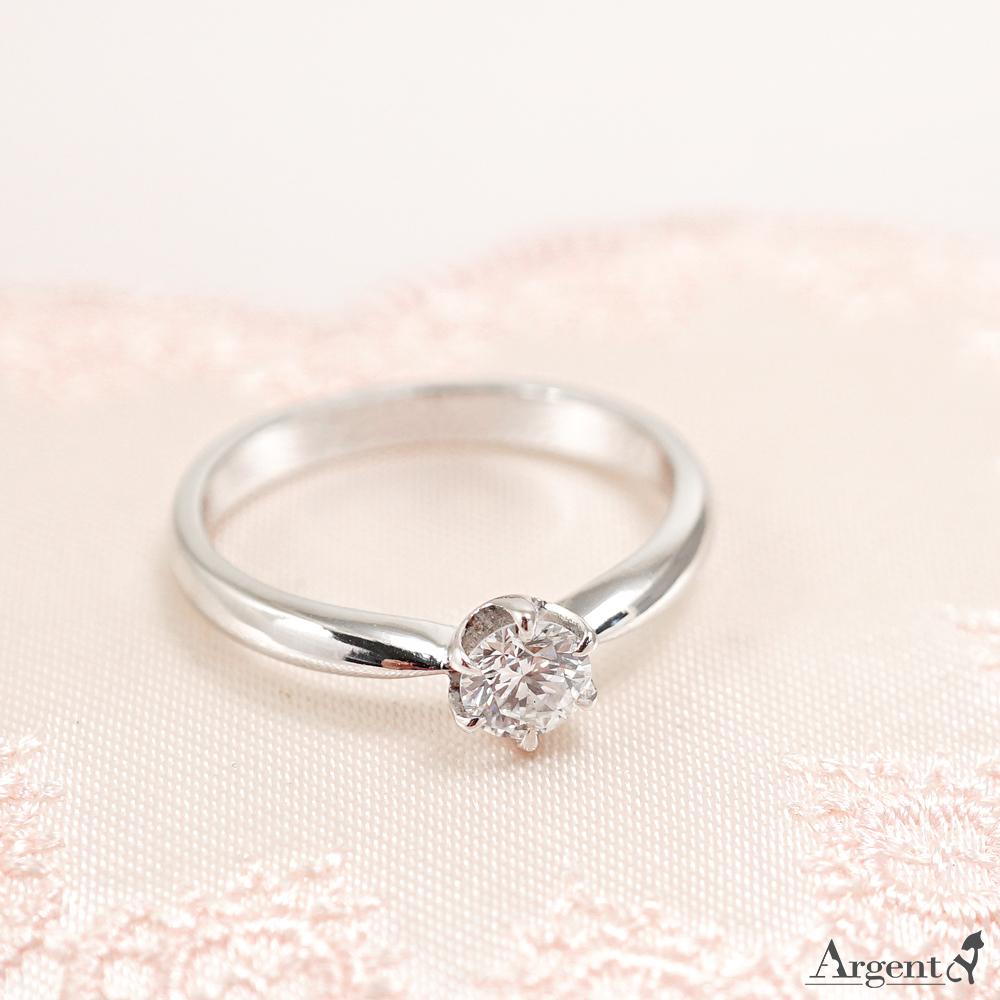「永恆的愛」(六爪.30分)(鋯石)造型單鑽鑲嵌純銀戒指|戒指推薦