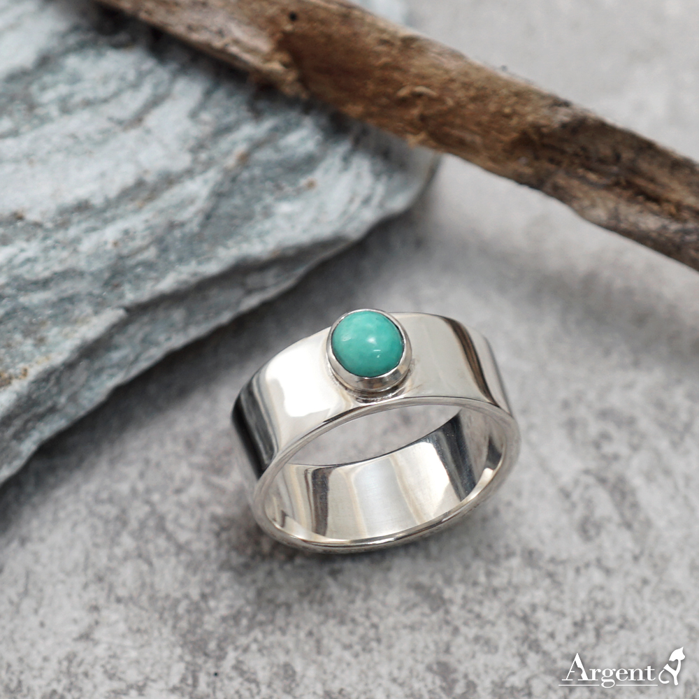 簡約綠松石|鑲崁純銀戒指