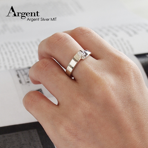 「承諾」鑲鑽造型設計純銀戒指|戒指推薦
