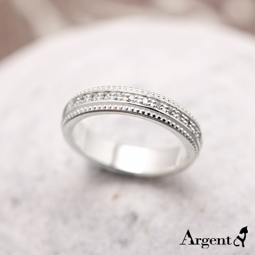 安爵銀飾-晶鑽滾珠白鑽造型純銀戒指