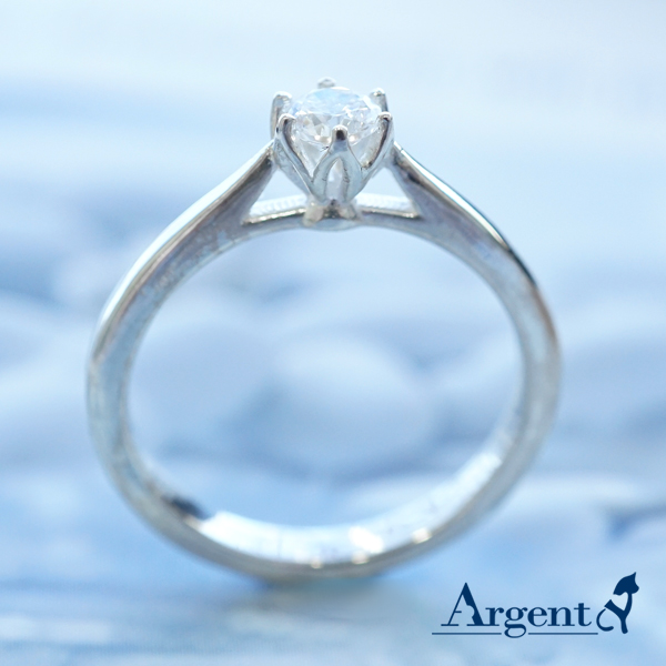 「花蕾」造型鑽鑲嵌純銀戒指|戒指推薦