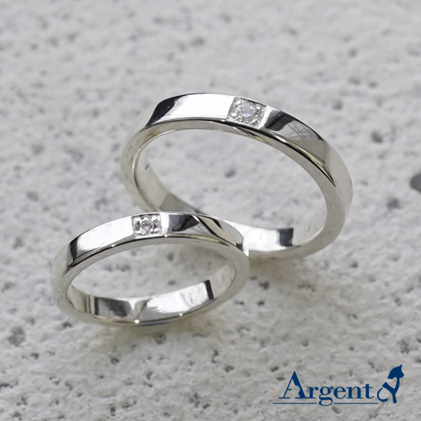 「永恆-寬(3.6mm)+細(3.2mm)」鑲鑽造型設計純銀戒指|戒指推薦