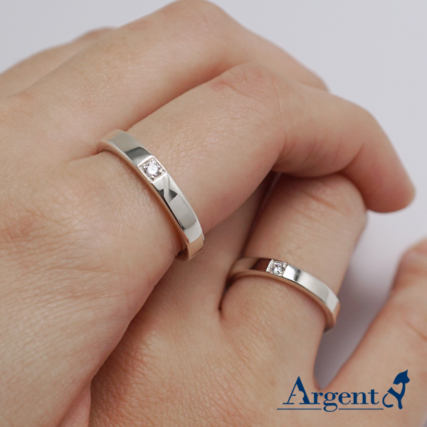 「永恆-寬(3.6mm)+細(3.2mm)」鑲鑽造型設計K金真鑽戒指|戒指推薦