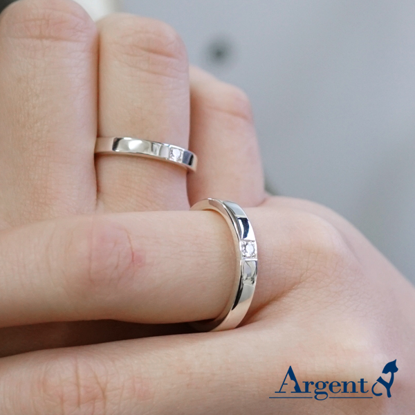 「永恆-寬(3.6mm)+細(3.2mm)」鑲鑽造型設計K金真鑽戒指|戒指推薦